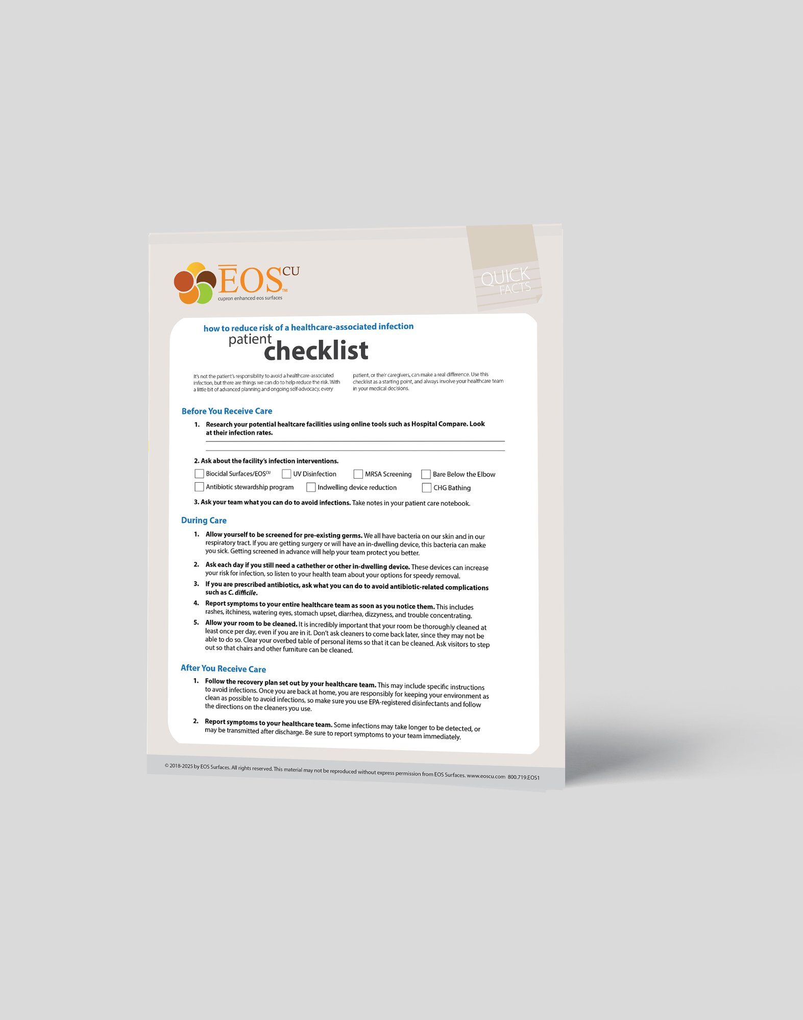 Infographic mockup HAI REDUCTION CHECKLIST